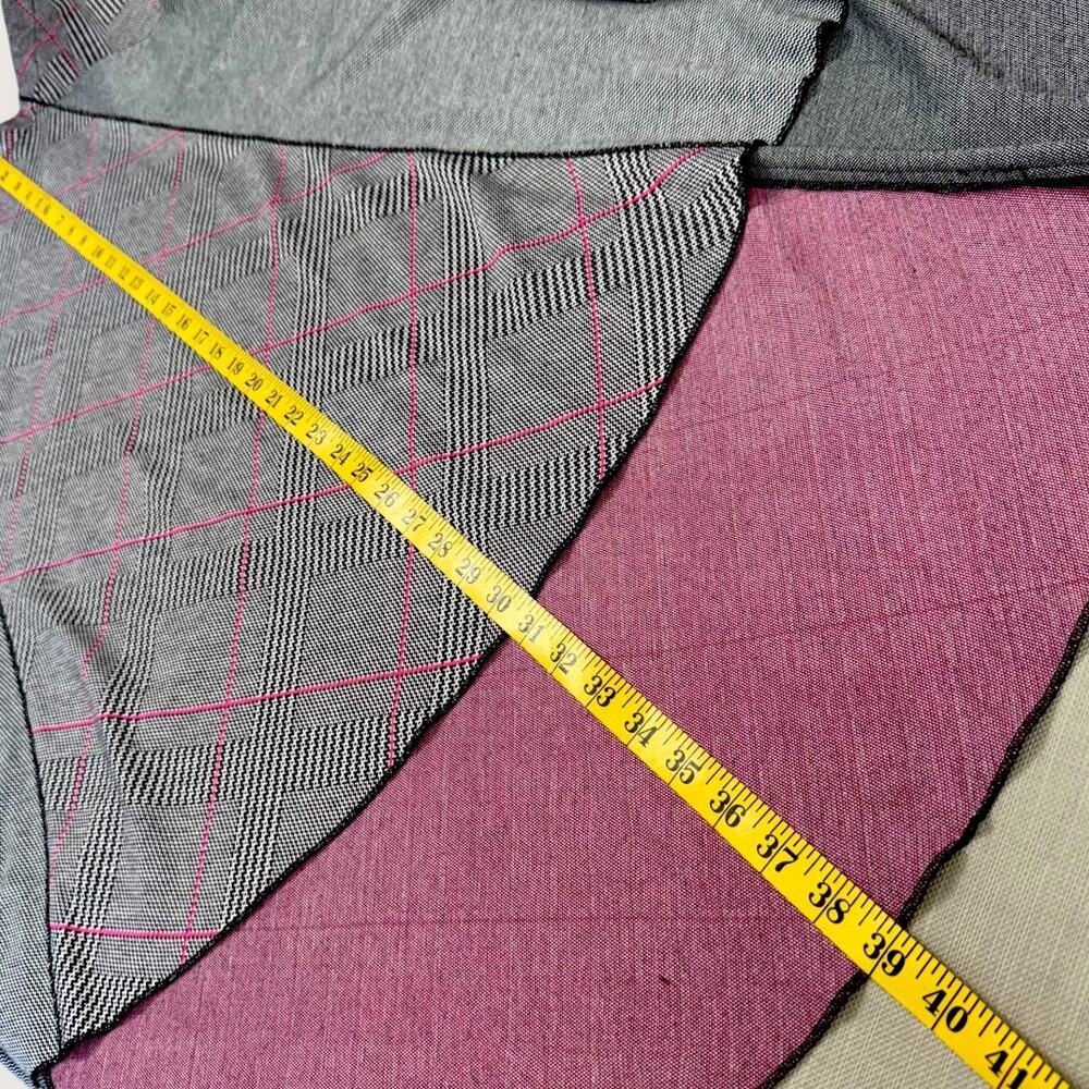 Cato Plaid Flare Midi Skirt Size M Gray Pink High Low Stretchy Ponte Knit Pullon - Picture 12 of 13